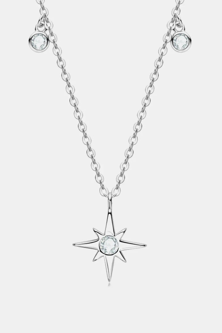 LOVCIA Moissanite North Star Pendant 925 Sterling Silver Necklace