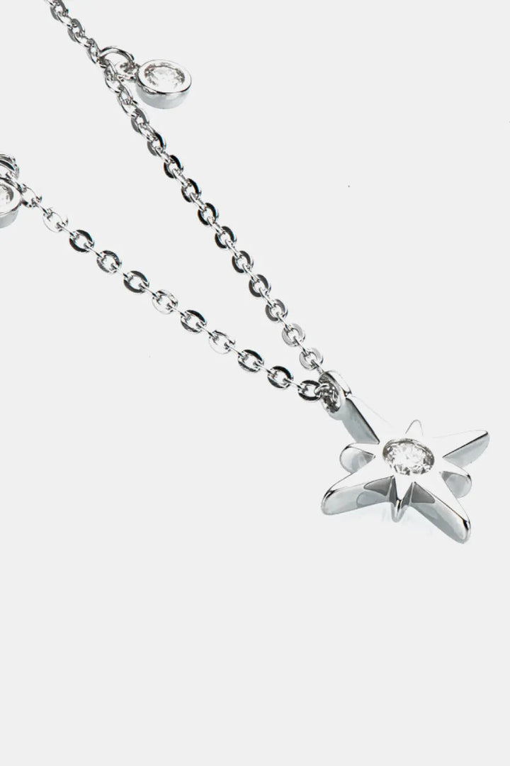 LOVCIA Moissanite North Star Pendant 925 Sterling Silver Necklace