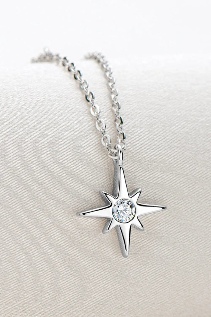 LOVCIA Moissanite North Star Pendant 925 Sterling Silver Necklace