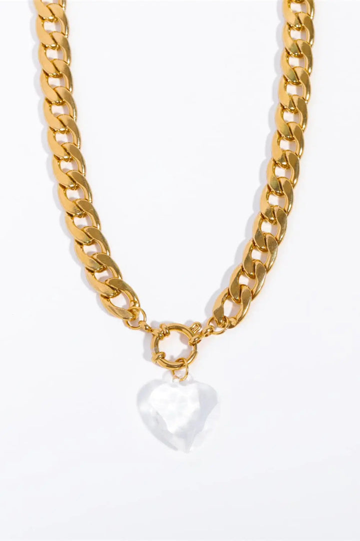 LOVCIA Acrylic Heart Pendant Curb Chain Necklace