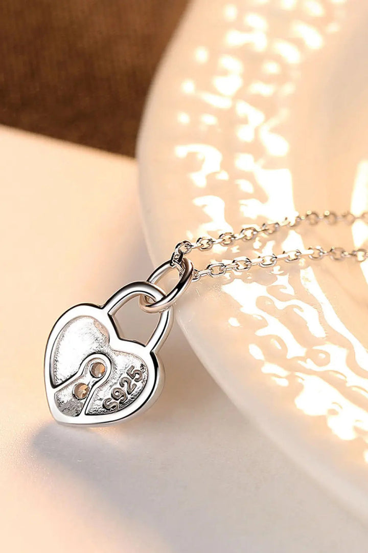 LOVCIA Heart Lock Pendant 925 Sterling Silver Necklace