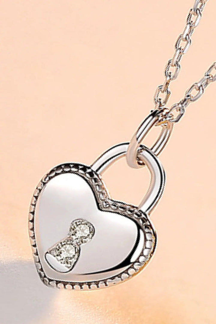 LOVCIA Heart Lock Pendant 925 Sterling Silver Necklace