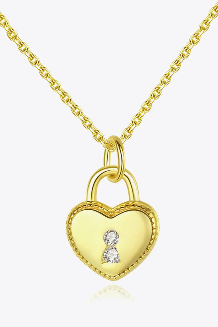 LOVCIA Heart Lock Pendant 925 Sterling Silver Necklace