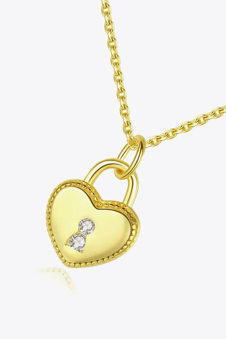 LOVCIA Heart Lock Pendant 925 Sterling Silver Necklace