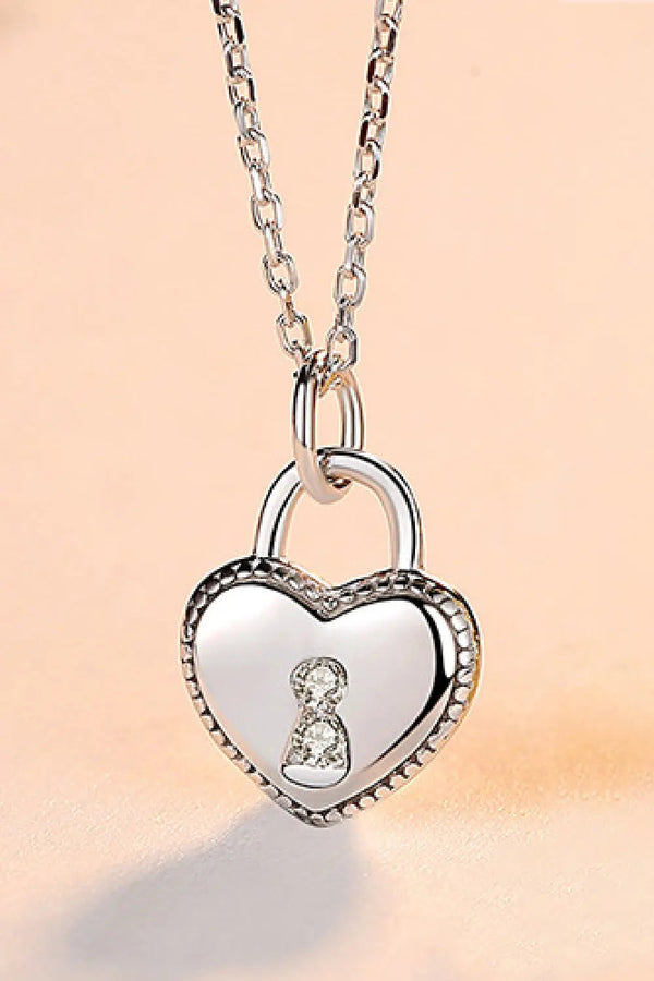 LOVCIA Heart Lock Pendant 925 Sterling Silver Necklace