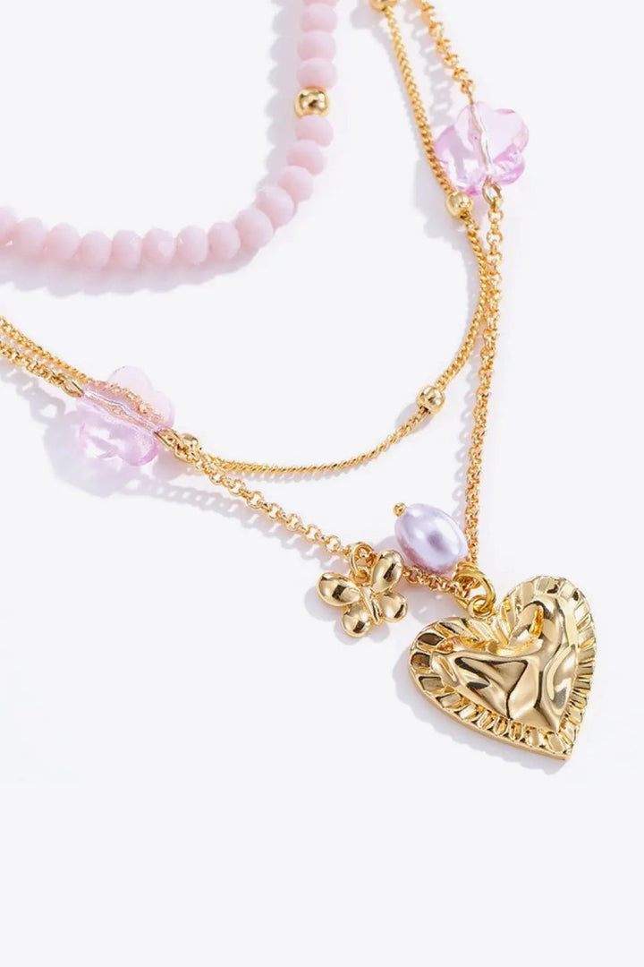 LOVCIA Heart Pendant Layered Necklace