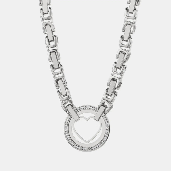 LOVCIA Cutout Heart Shape Inlaid Zircon Chain Necklace