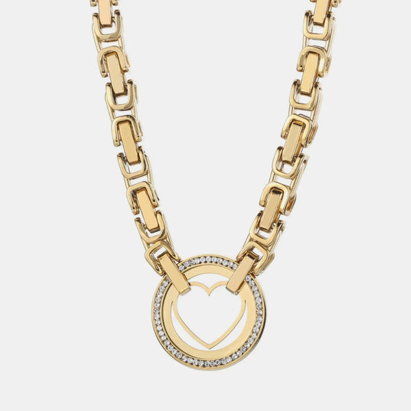 LOVCIA Cutout Heart Shape Inlaid Zircon Chain Necklace