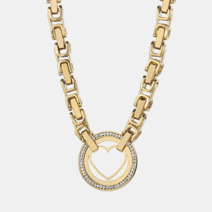 LOVCIA Cutout Heart Shape Inlaid Zircon Chain Necklace