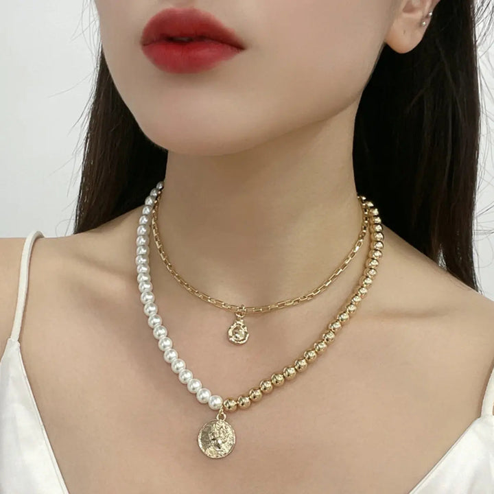 LOVCIA Gold-Plated Glass Pearl Necklace