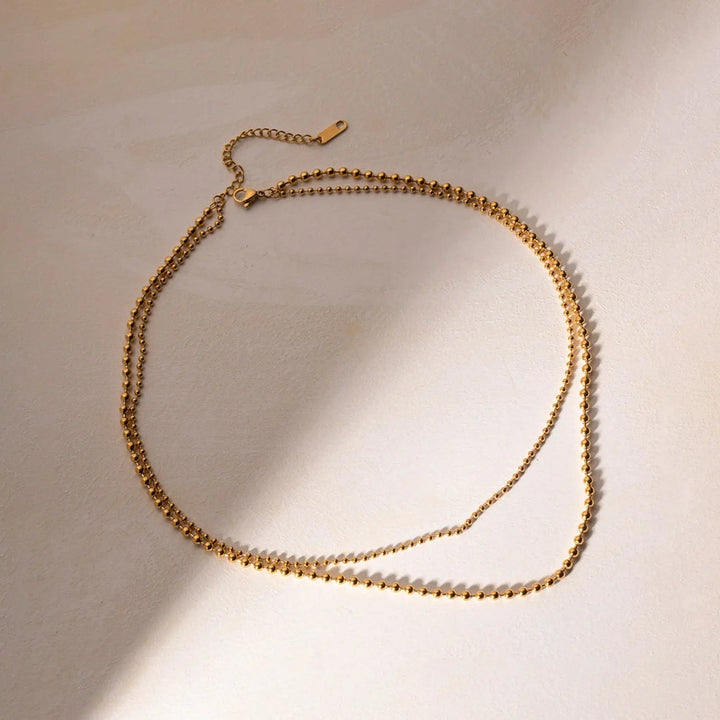 18K Gold-Plated Lobster Closure Bead Necklace LOVCIA