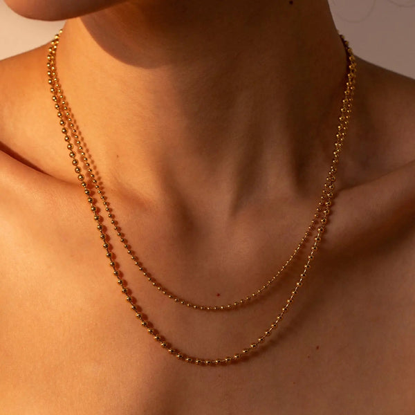 LOVCIA 18K Gold-Plated Lobster Closure Bead Necklace