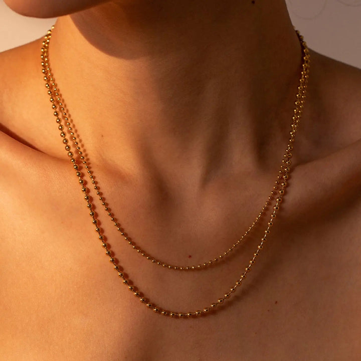 18K Gold-Plated Lobster Closure Bead Necklace LOVCIA