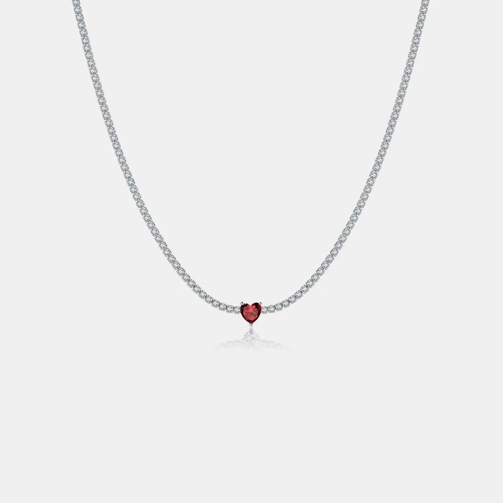 LOVCIA Inlaid Zircon Heart 925 Sterling Silver Necklace