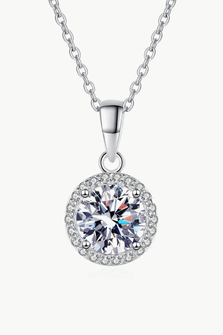 LOVCIA Adored Chance to Charm 1 Carat Moissanite Round Pendant Chain Necklace