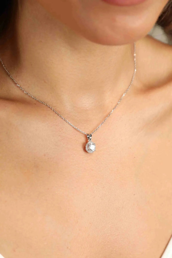 LOVCIA Adored Chance to Charm 1 Carat Moissanite Round Pendant Chain Necklace