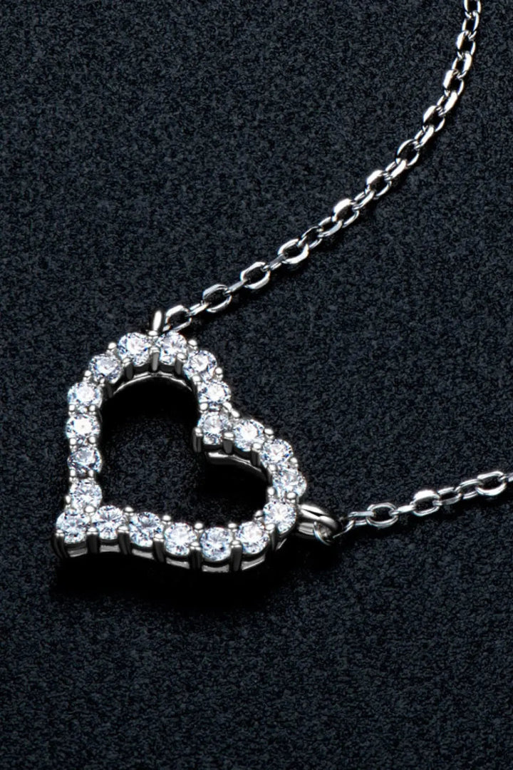 LOVCIA Adored Moissanite Platinum-Plated Heart Necklace