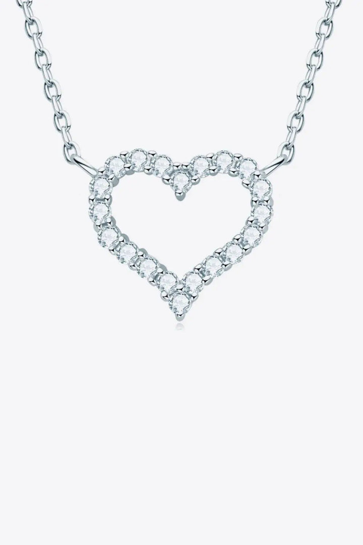 LOVCIA Adored Moissanite Platinum-Plated Heart Necklace