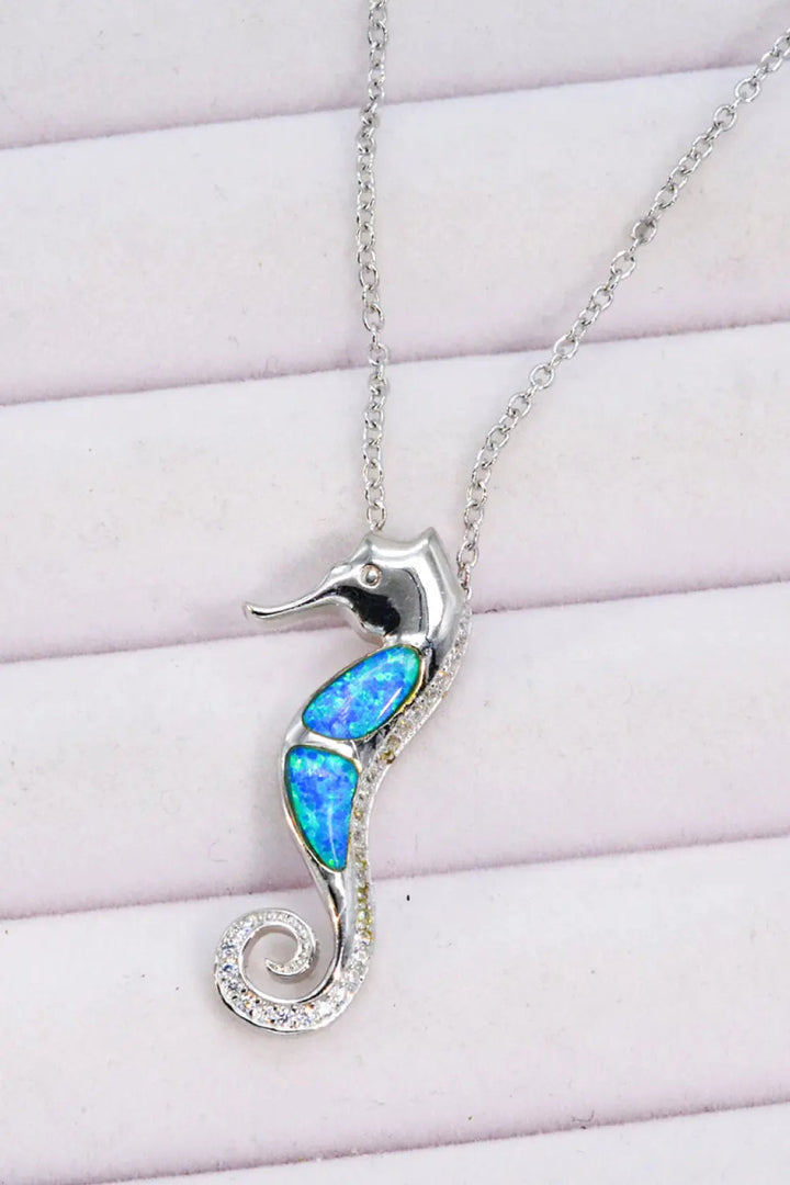 LOVCIA Opal Seahorse 925 Sterling Silver Necklace