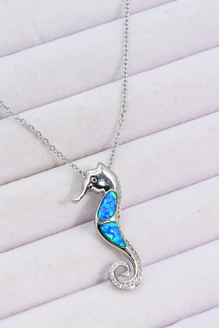 LOVCIA Opal Seahorse 925 Sterling Silver Necklace