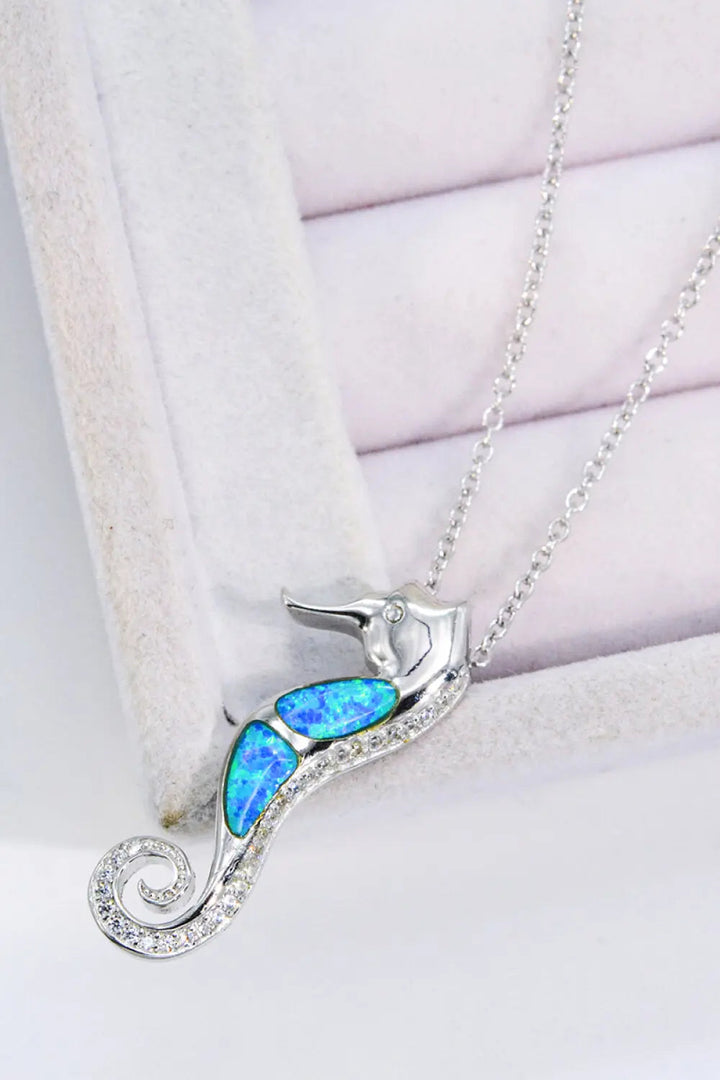 LOVCIA Opal Seahorse 925 Sterling Silver Necklace