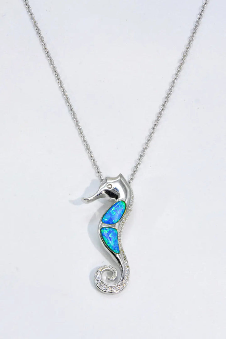 LOVCIA Opal Seahorse 925 Sterling Silver Necklace