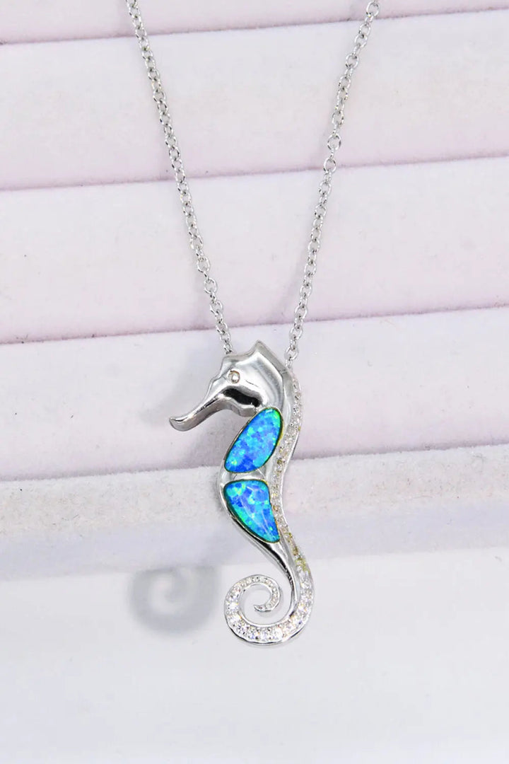 LOVCIA Opal Seahorse 925 Sterling Silver Necklace