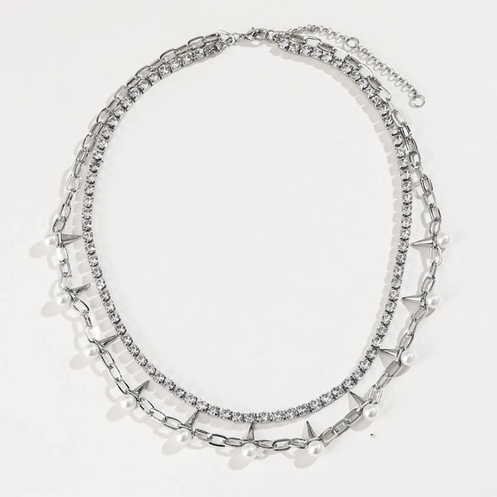 LOVCIA Rhinestone Double-Layered Necklace