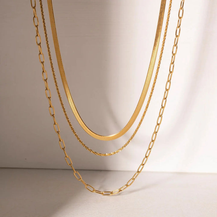 18K Gold-Plated Triple-Layered Necklace LOVCIA