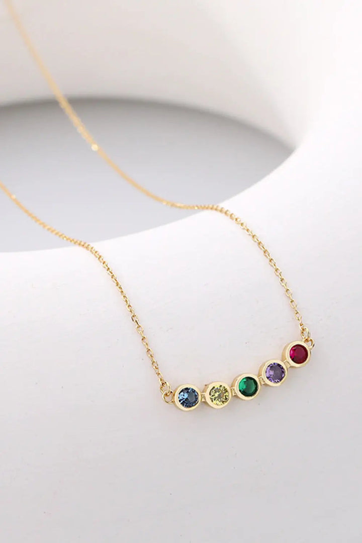 LOVCIA 925 Sterling Silver Rainbow Cubic Zirconia Necklace