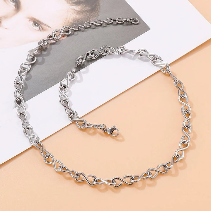 LOVCIA Stainless Steel Lobster Closure Chain Necklace