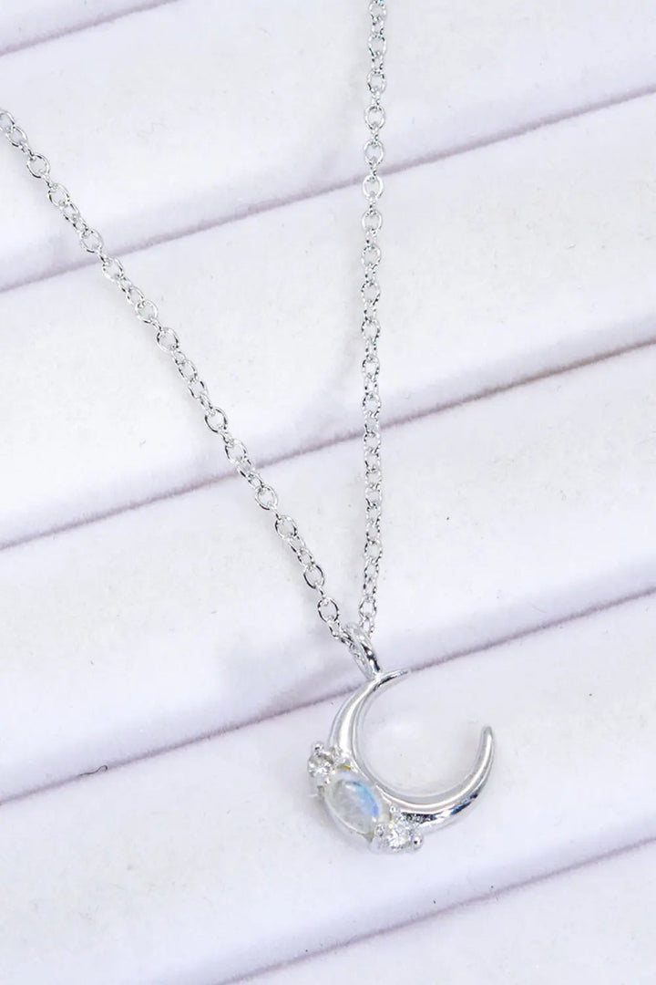 LOVCIA Natural Moonstone Moon Pendant Necklace