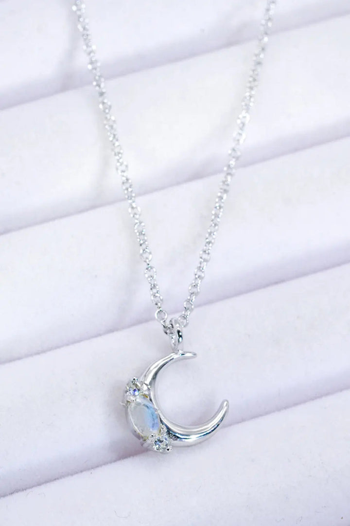 LOVCIA Natural Moonstone Moon Pendant Necklace