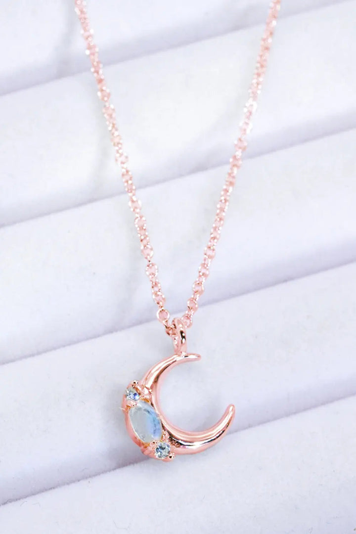 LOVCIA Natural Moonstone Moon Pendant Necklace