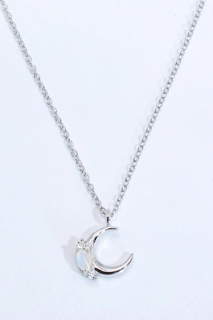 LOVCIA Natural Moonstone Moon Pendant Necklace