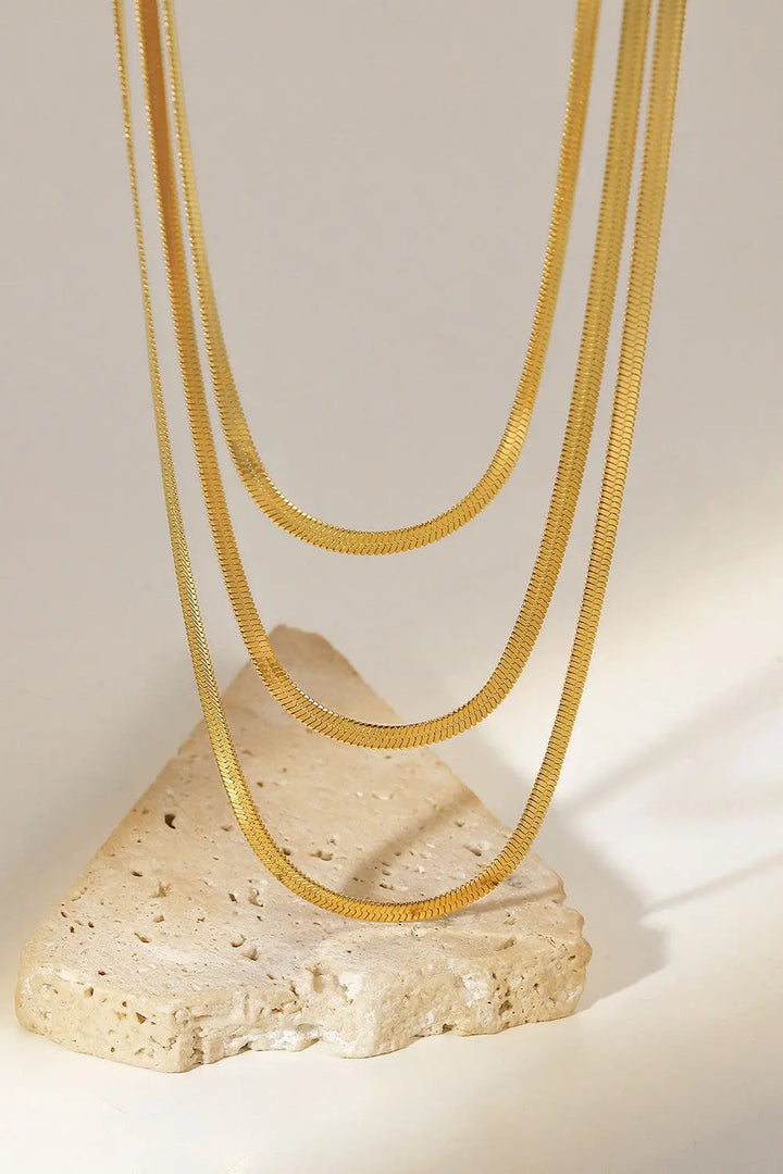 LOVCIA Triple-Layered Snake Chain Necklace