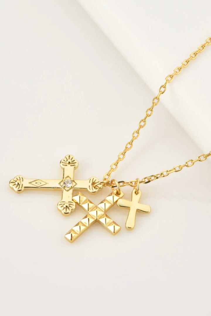 LOVCIA Inlaid Zircon Cross Pendant 925 Sterling Silver Necklace