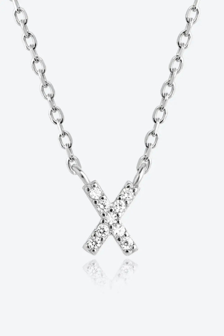 LOVCIA V To Z Zircon 925 Sterling Silver Necklace