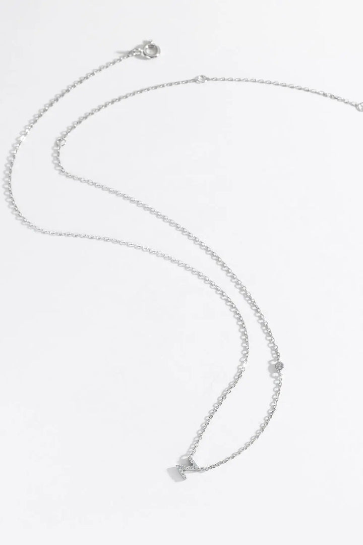 LOVCIA V To Z Zircon 925 Sterling Silver Necklace