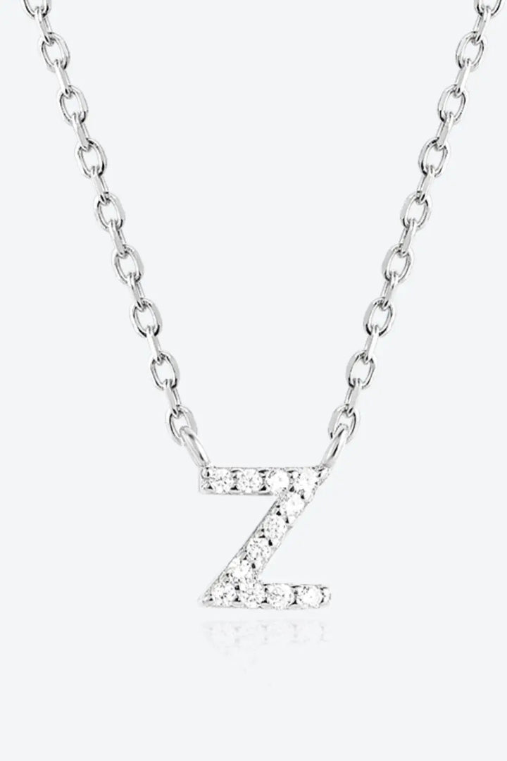 LOVCIA V To Z Zircon 925 Sterling Silver Necklace