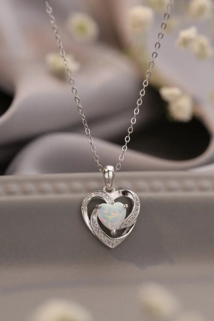 LOVCIA Opal Heart Pendant Necklace