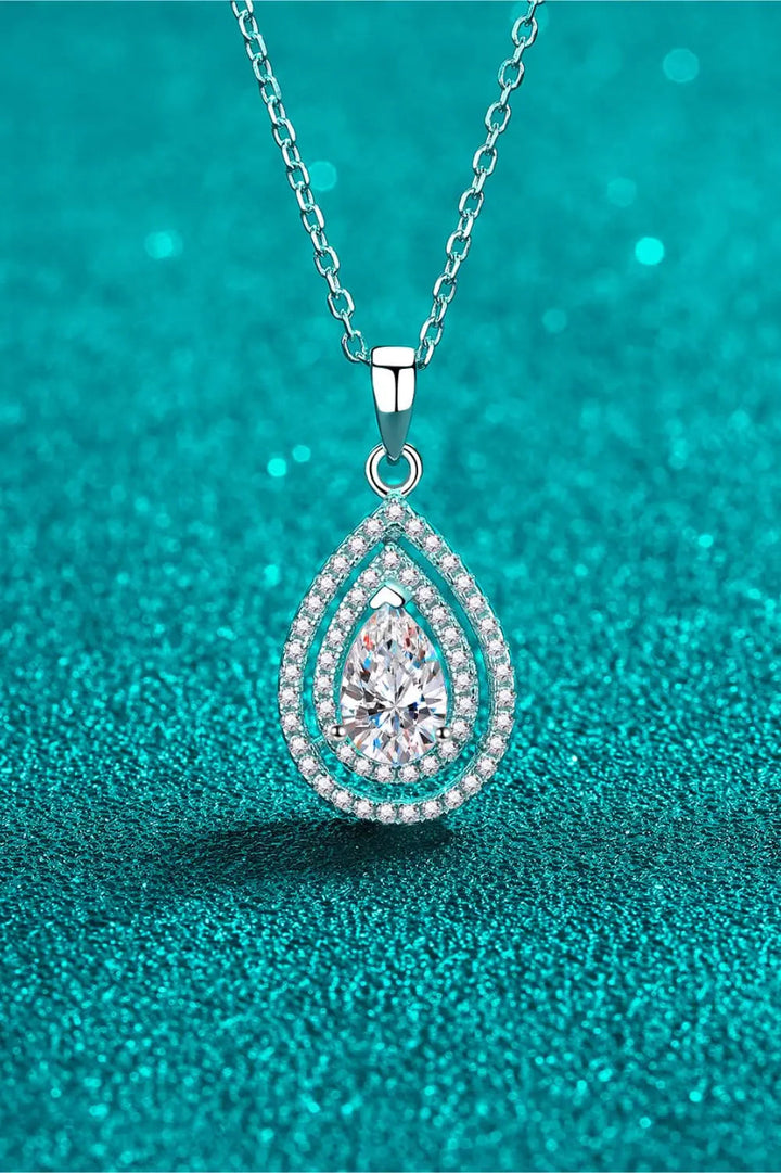 1 Carat Moissanite Teardrop Pendant Necklace LOVCIA