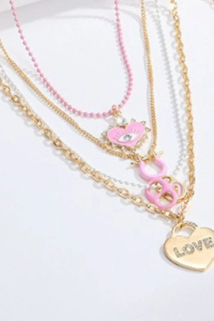 4-Piece Zinc Alloy Pendant Necklace LOVCIA