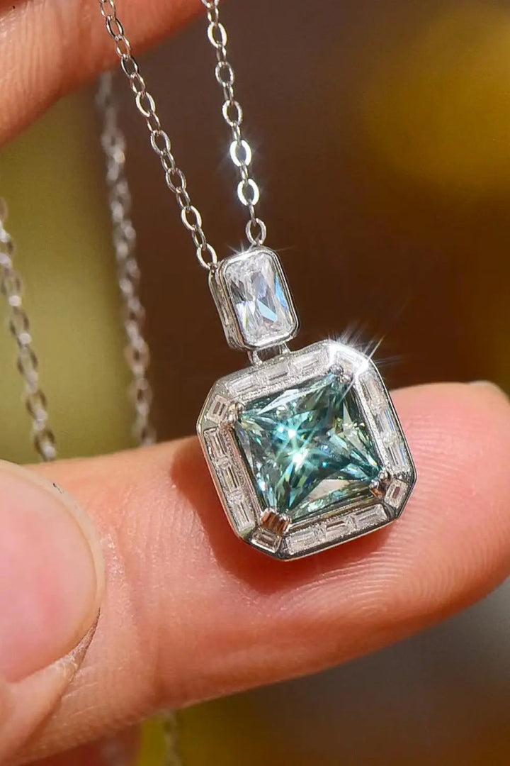 2 Carat Moissanite Square Pendant Necklace LOVCIA