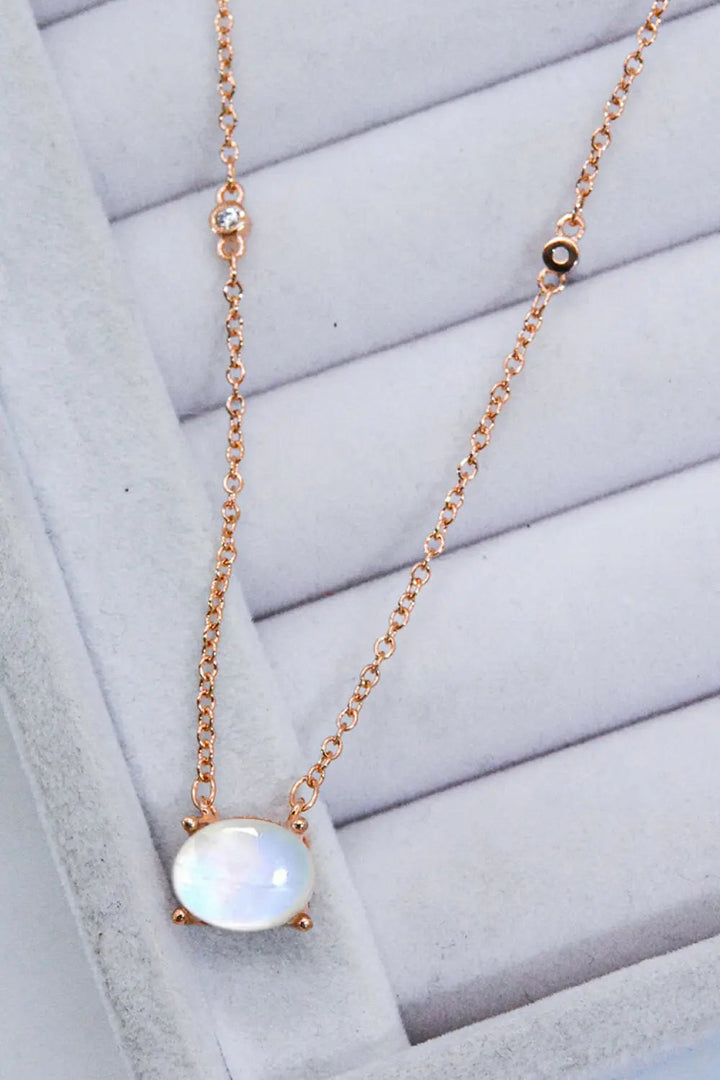 LOVCIA Geometric Moonstone Pendant Necklace