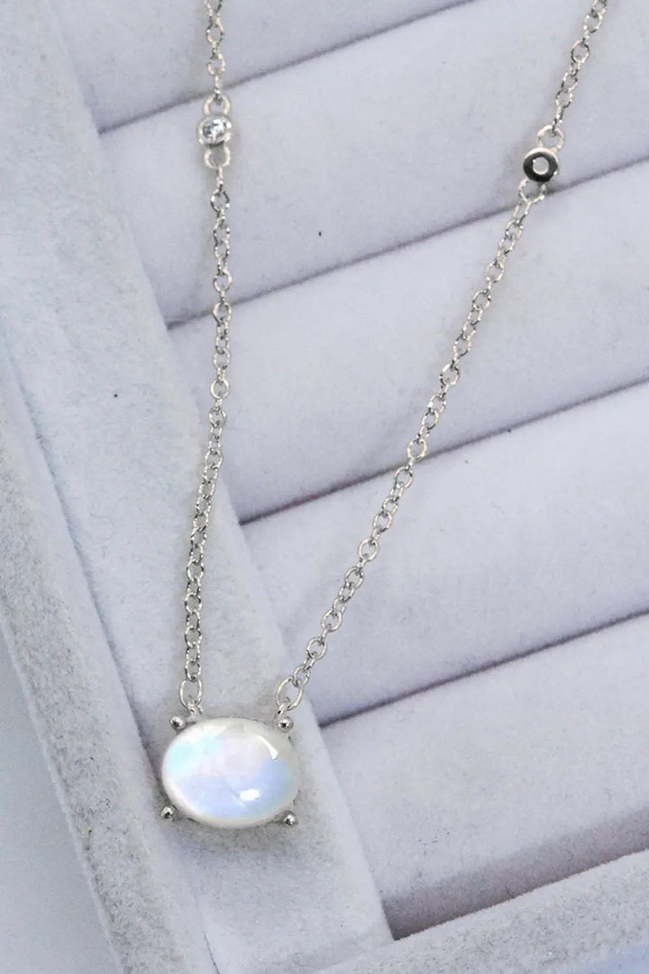 LOVCIA Geometric Moonstone Pendant Necklace