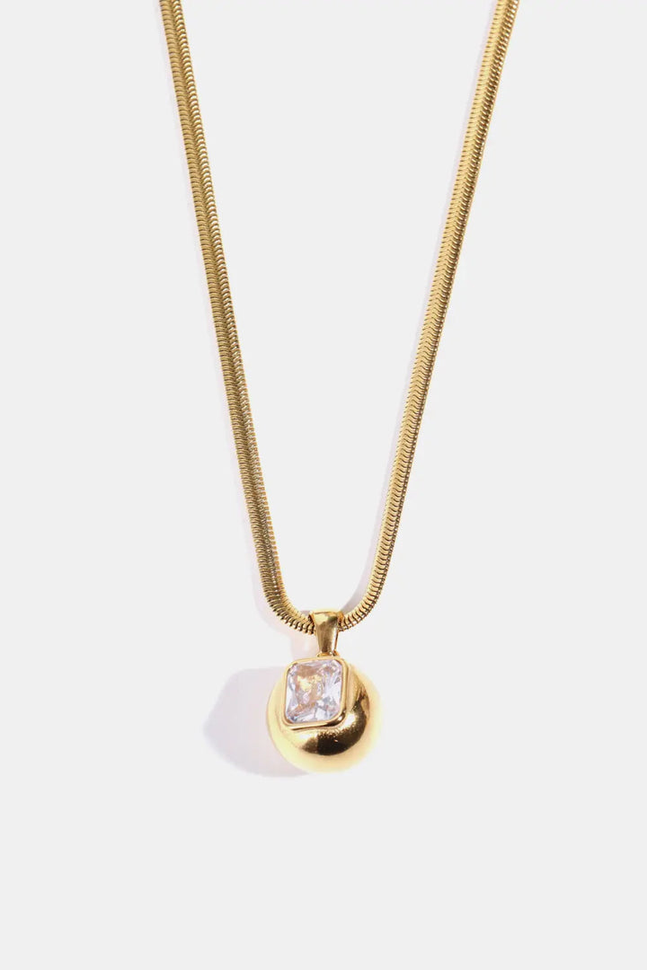 Zircon 18K Gold-Plated Geometrical Shape Pendant Necklace LOVCIA