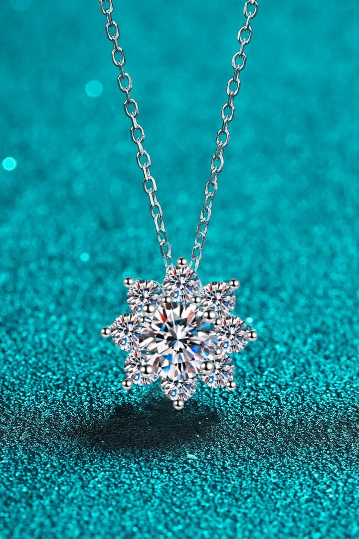 1 Carat Moissanite Floral-Shaped Pendant Necklace LOVCIA