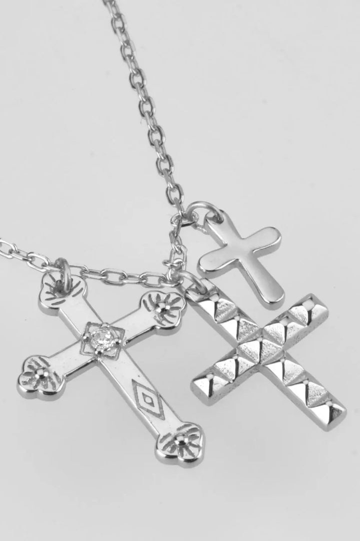 LOVCIA Inlaid Zircon Cross Pendant Necklace