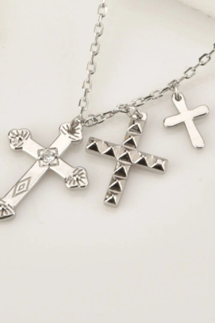 LOVCIA Inlaid Zircon Cross Pendant Necklace